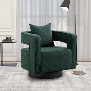29 in. W Green Swivel Accent Open Back Chair With Black Base For Nursery Bedroom Living Room Hotel Office
