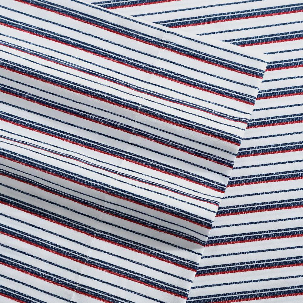 Bali Bliss Queen Navy Striped Microfiber Sheet Set