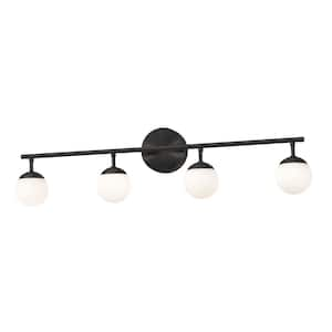 Pearl 5.25 in. 4-Lights Black LED Vanity Light