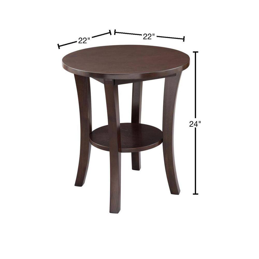 Boa 22-Inch Chocolate Cherry Solid Wood Round Side Table