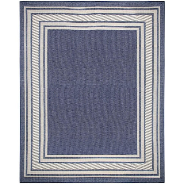 Horizon Indoor/Outdoor Navy 8 ft. x 10 ft. Bordered Contemporary Area Rug