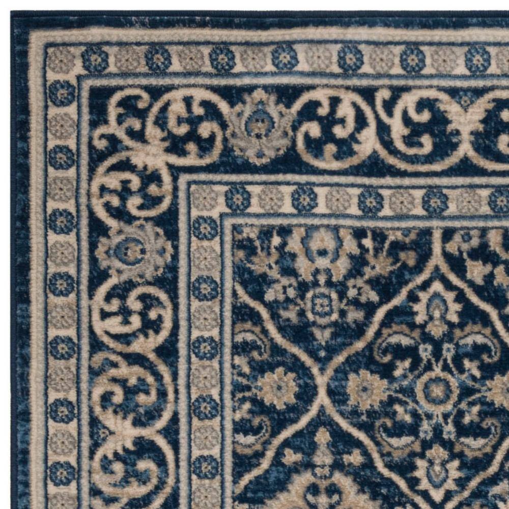 Navy and Light Grey Synthetic Rectangular Area Rug