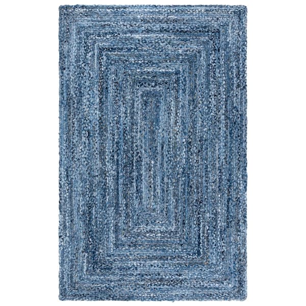 Braided 3 ft. x 5 ft. Denim/Blue Border Area Rug