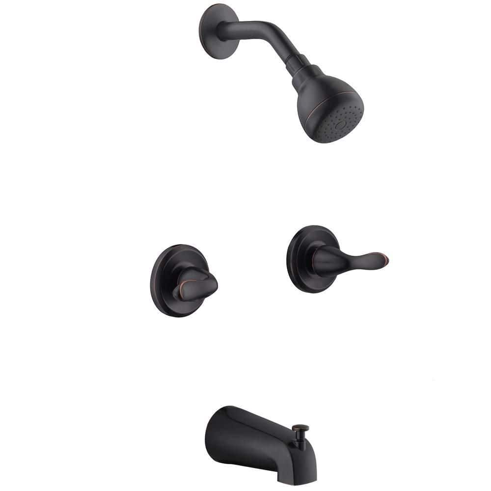 Bronze Double Handle Wall Mounted Tub and Shower Faucet