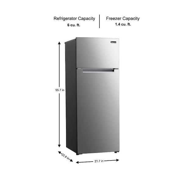 Magic Chef 7 4 Cu Ft 2 Door Mini Fridge In Platinum Steel With Freezer Mcdr740ste The Home Depot