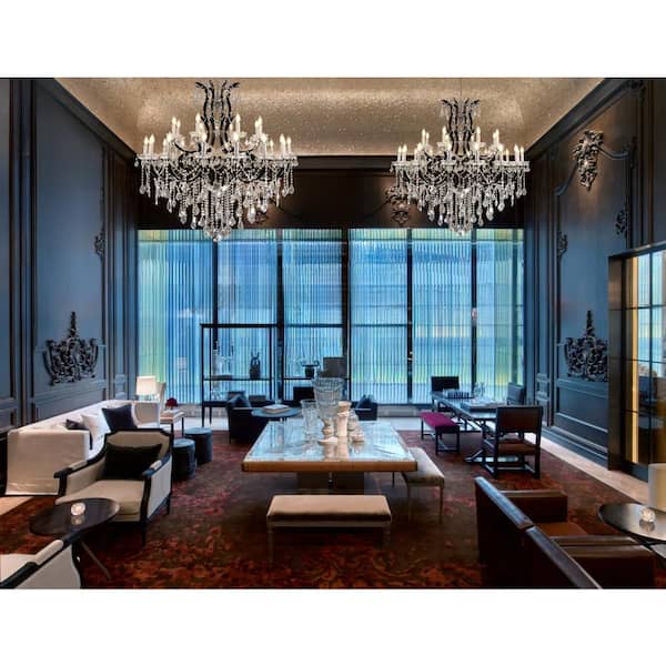 Candle Chandelier 49 in. 24-Lights Black Luxury Crystal Chandelier for Dinning Room, Living Room,Foyer,Bedroom,Staircase