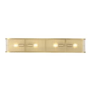 Ashbury 15-inch 3-Light Round Flush Mount Light Fixture with Reeded Clear  Glass and Brushed Brass Finish
