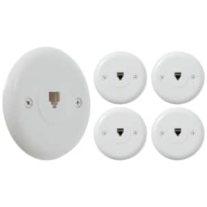 White 1-Gang Round Telephone Data Jack Wall Plate, 6P4C, for RJ11 telephone cables, Single Port (5-Pack)