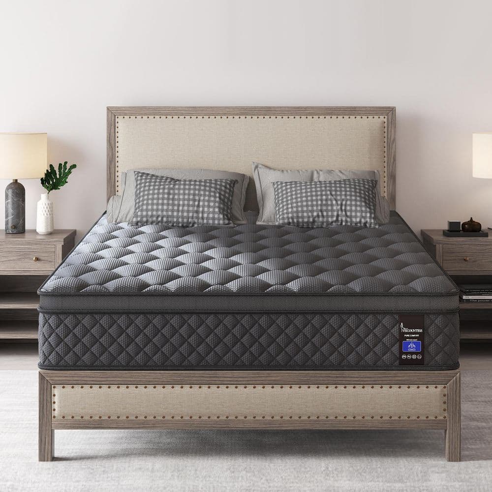 Queen Size Medium Firm Hybrid 10 in. Euro Top Support and Bed-in-a-Box Matt