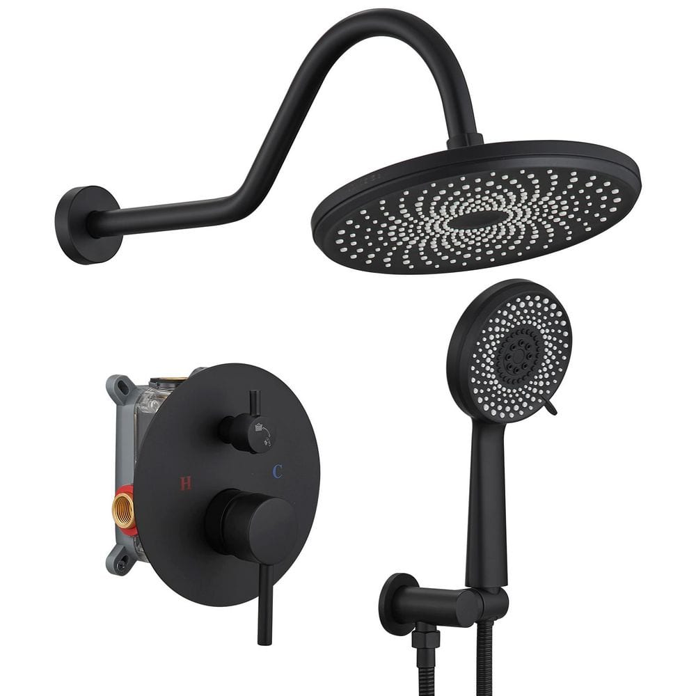 Single Handle 2-Spray Shower Faucet 2.5 Gpm with Pressure Balance in Matte Black (Valve Included) price history on PriceWatchPro