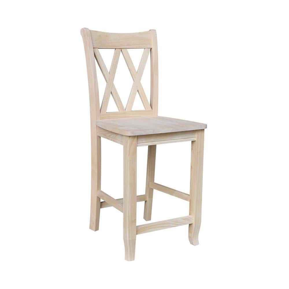 Eco-Friendly Parawood 24" Swivel Double X-Back Barstool - Unfinished