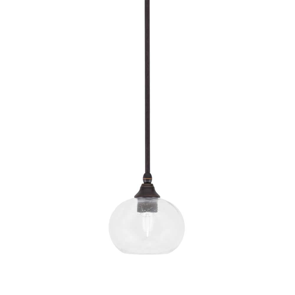 Sparta 100-Watt 1-Light Dark Granite Shaded Pendant Light with Clear Bubble