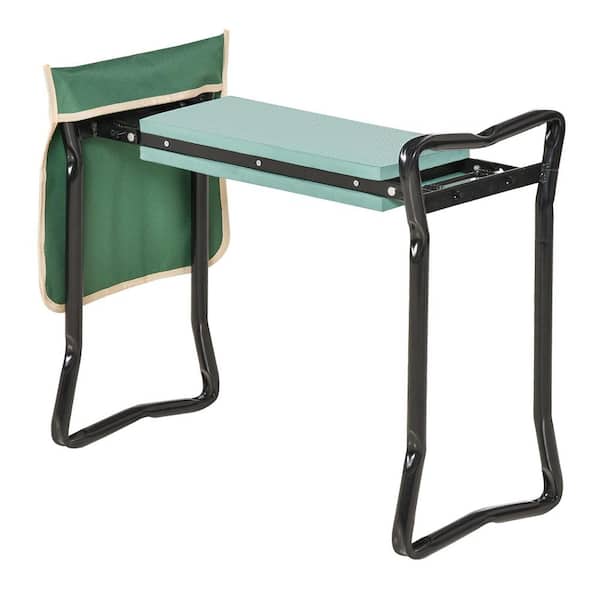 Outdoor 2-in-1 Metal Garden Stool and Kneeler, Garden Bench with Tool Bags, Kneeling Pad, Gift for Parent, Portable