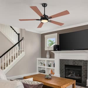 Everest 52 in. Dimmable LED Indoor/Outdoor Black Smart Ceiling Fan, Light and Remote, Works with Alexa/Google Home/Siri