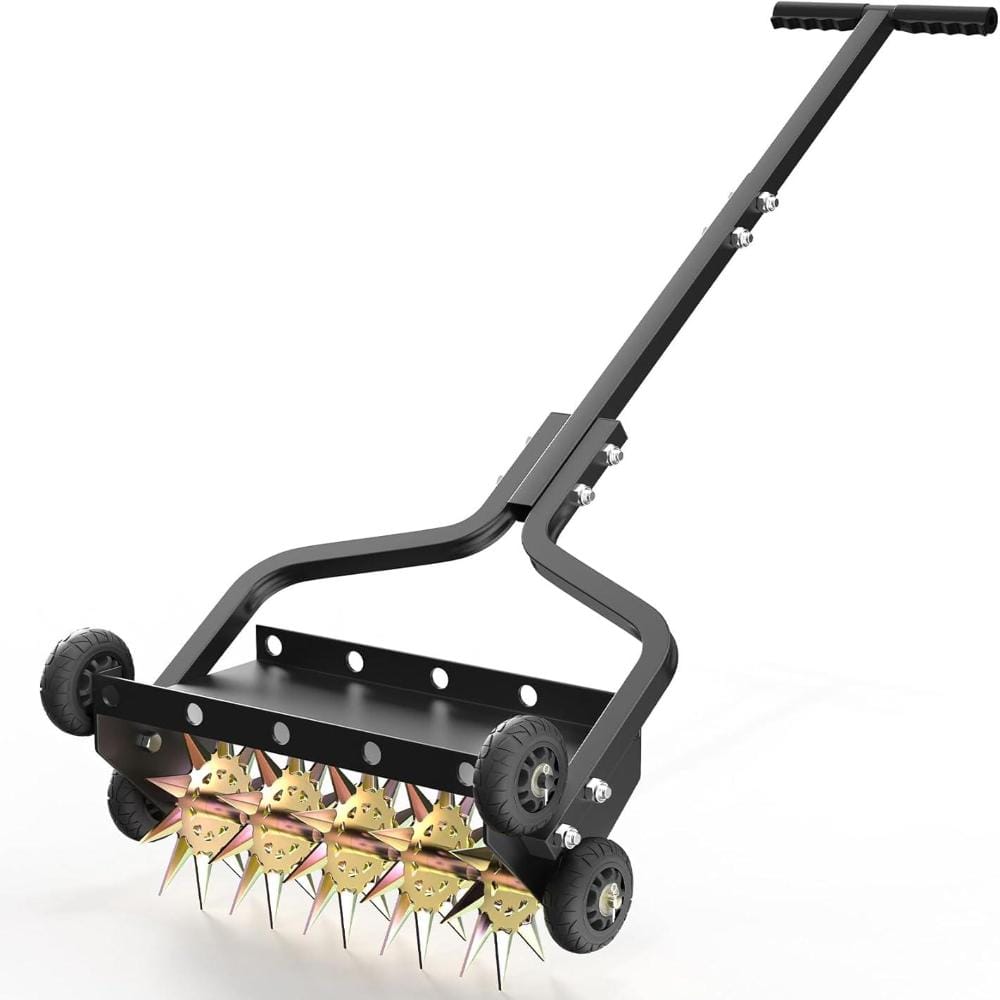 18 in Lawn Aerator with 3D Star Tines Push Spike Aerator 220 lbs Tray 4 Wheels Heavy Duty Soil Aerator price history on PriceWatchPro