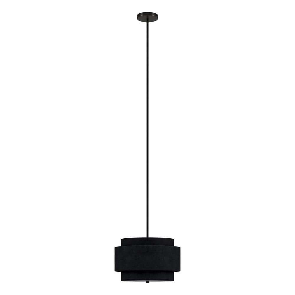 Solomon 60-Watt 2-Light Blackened Bronze Pendant Light with Black Fabric Shade price history on PriceWatchPro