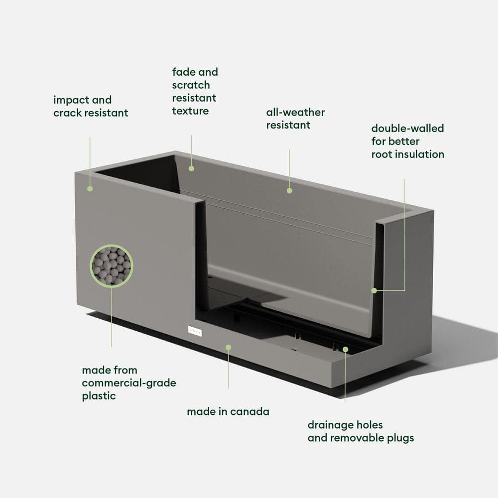 Modern Veradek Long Box 38" Gray Plastic Planter