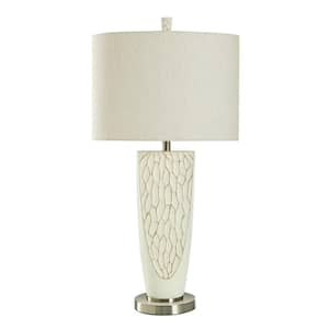 33.5 in. Silver Candlestick Task and Reading Table Lamp for Living Room with White Linen Shade