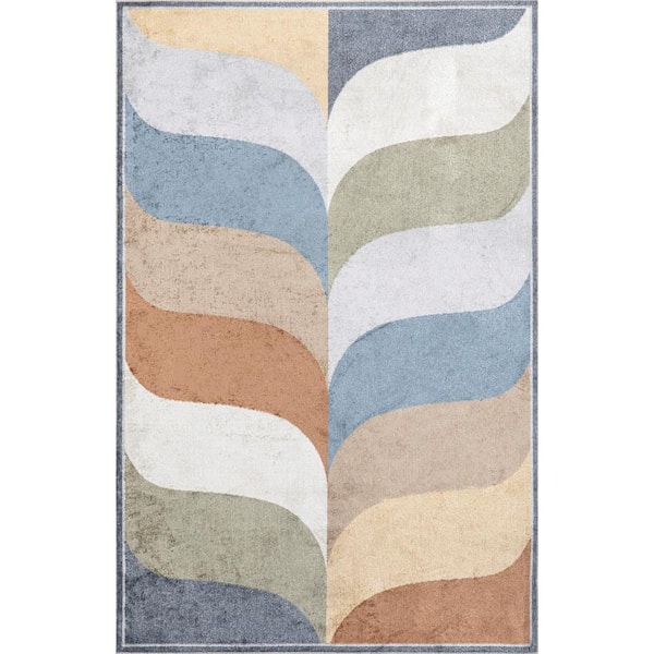 nuLOOM Katarina Machine Washable Multi Doormat 3 ft. x 5 ft. Geometric Area Rug
