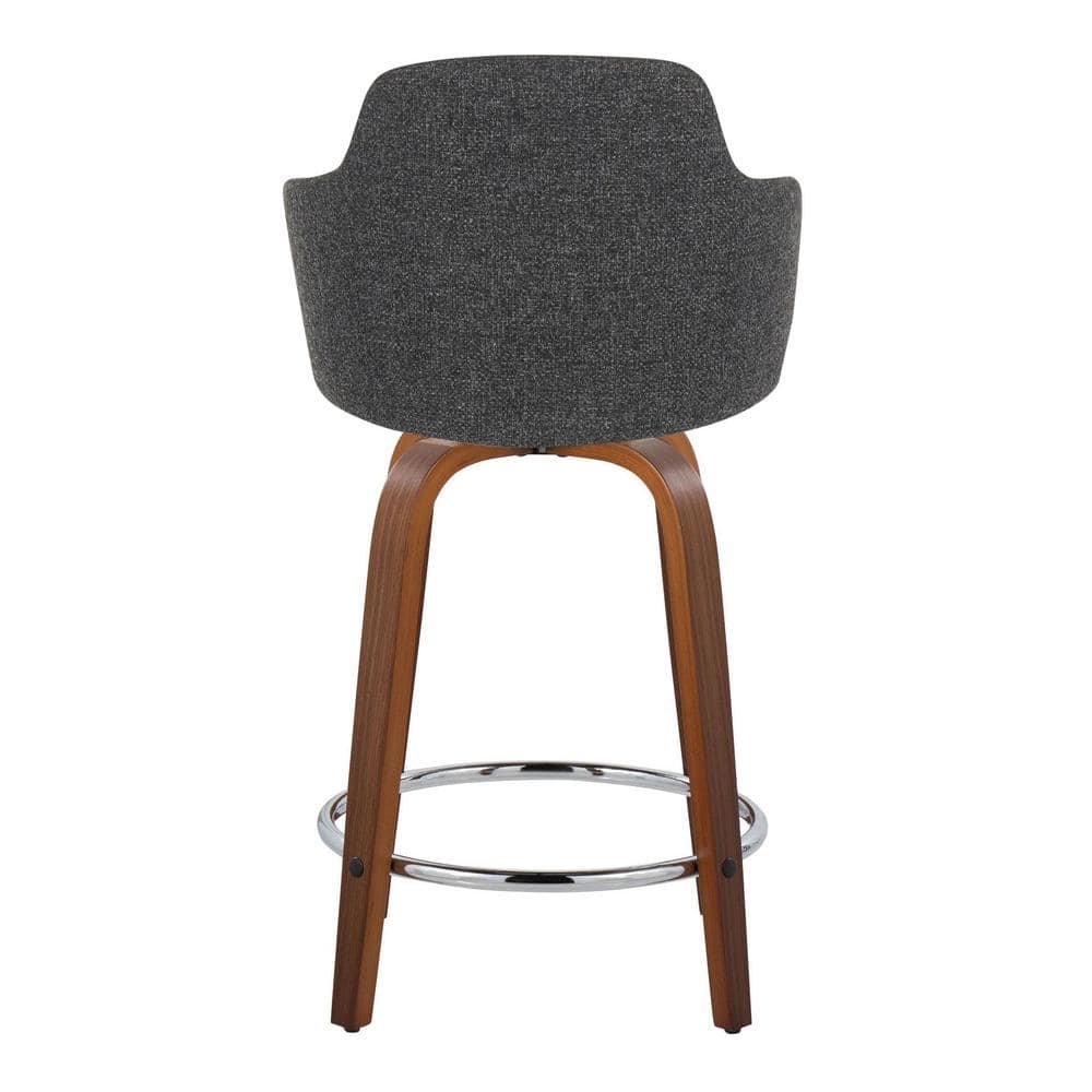 Dark Gray Swivel Upholstered Wood and Metal Counter Stool