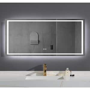 Edison 72 in. W x 38 in. H Frameless Rectangular LED Light Bathroom Vanity Mirror