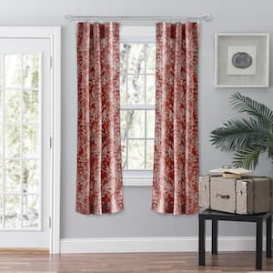 Lexington Leaf Brick Cotton/Polyester Room Darkening Tailored Panel Curtain - 56 in. W x 63 in. L