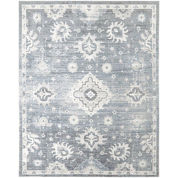 Nourison Astra Machine Washable Denim 9 ft. x 12 ft. Distressed Traditional Area Rug
