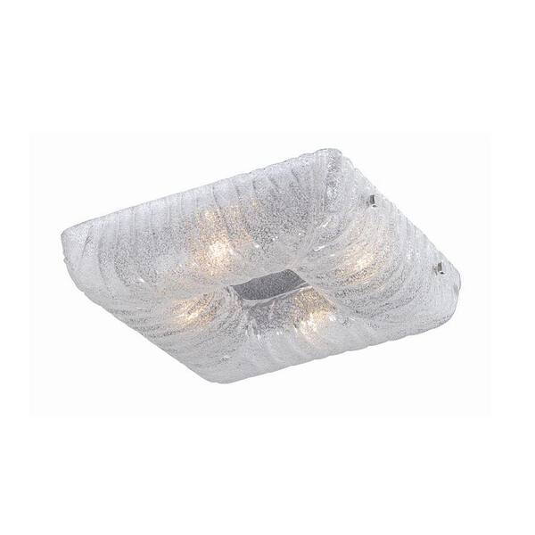 Unbranded Spectra Collection 4-Light Chrome Clear Square Flushmount