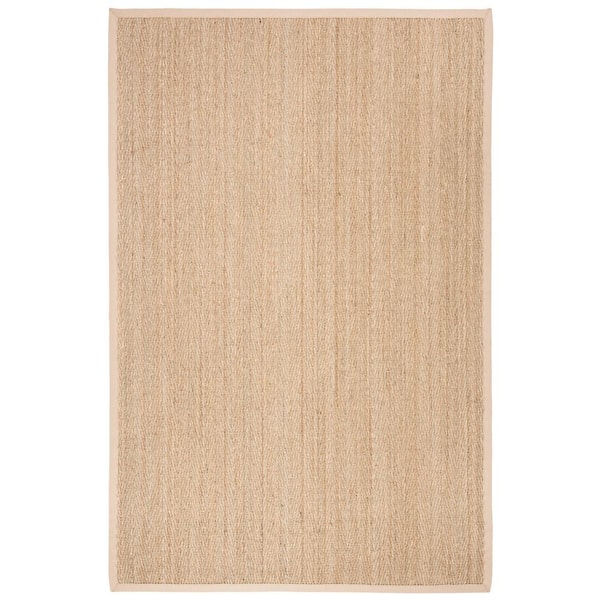 Natural Fiber Tan/Beige 6 ft. x 9 ft. Border Area Rug