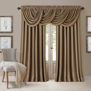 Antique Gold Faux Silk Rod Pocket Blackout Curtain - 52 in. W x 95 in. L
