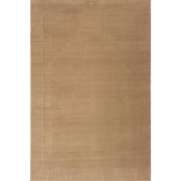 Evarielle Bordered Washable Area Sand 9 ft. x 12 ft. Indoor Area Rug