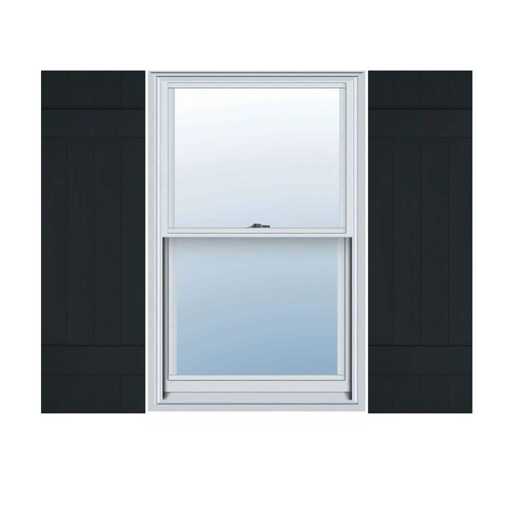 Black Vinyl 14'' x 35'' Board and Batten Exterior Shutters