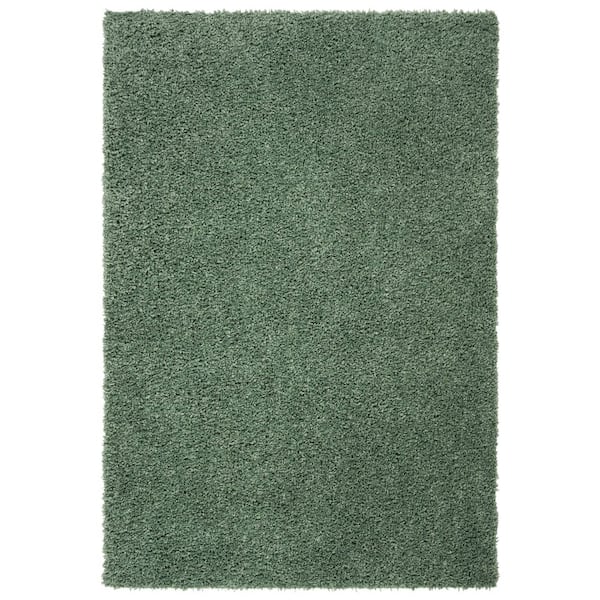 August Shag Green 4 ft. x 6 ft. Solid Area Rug