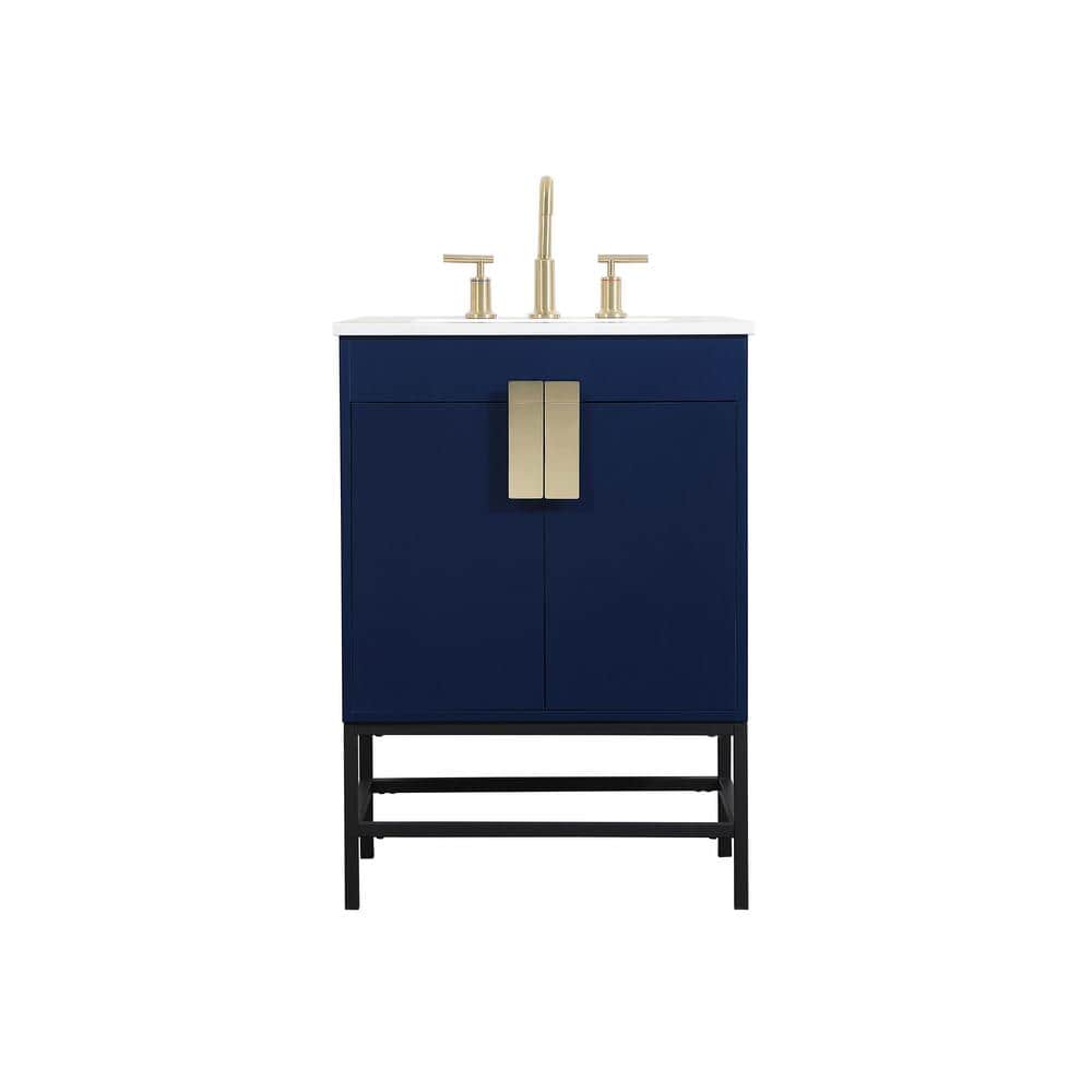 Simply Living 24 in. W x 19 in. D x 33.5 in. H Bath Vanity in Blue with Ivo