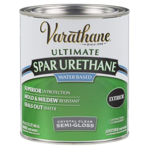 Varathane 1 Quart Clear Semi-Gloss Water-Based Spar Urethane Exterior Wood Sealer (Case of 2)