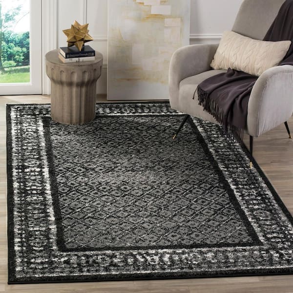 Adirondack Black/Silver 4 ft. x 6 ft. Border Geometric Area Rug