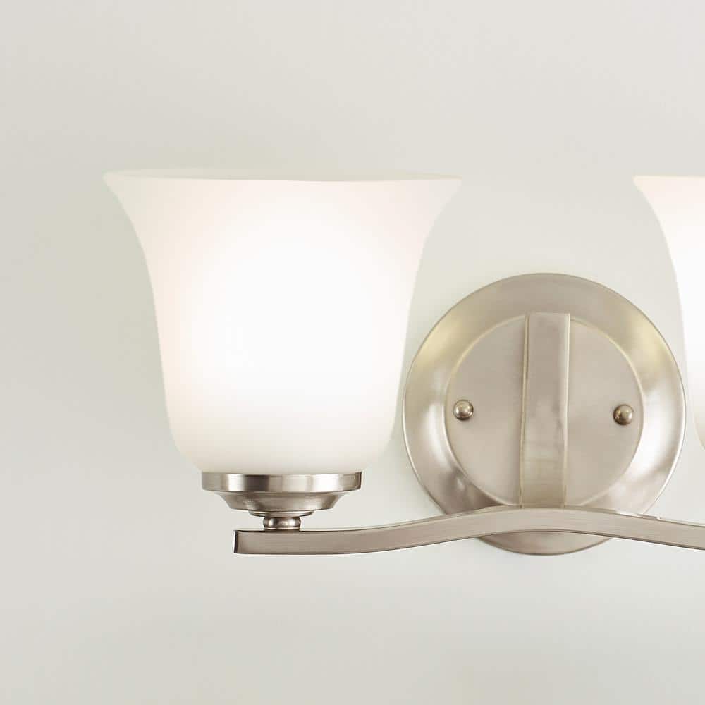 Brushed Nickel 2-Light Wall Sconce with Satin Etched Glass