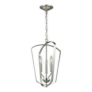 Romee 3-Light Brushed Nickel Hall-Foyer Pendant with Dimmable Candelabra LED Bulb