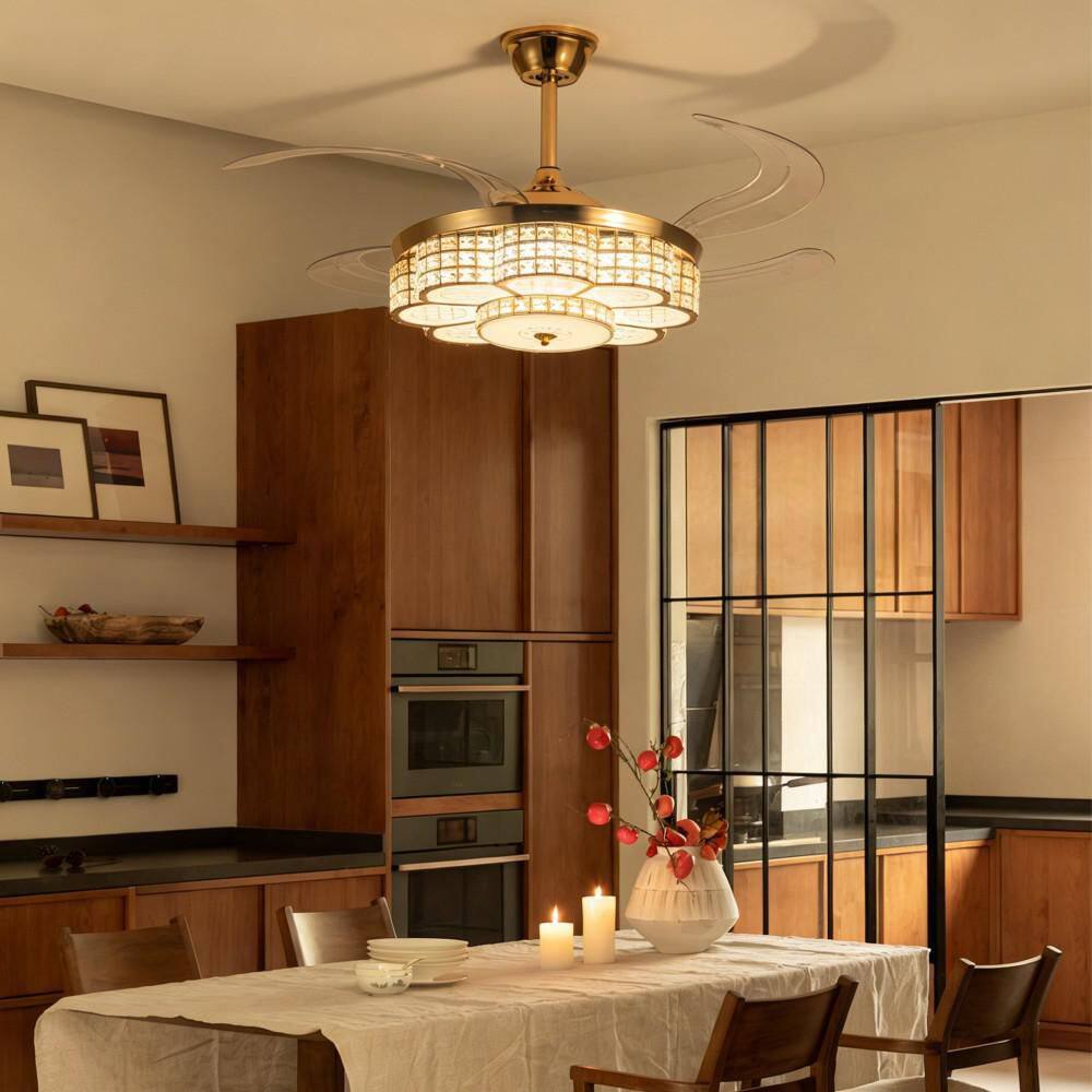 48 in. Gold Ceiling Fan w/ Lights Quiet DC Motor 6 Speed Reversible Remote Control Timer for Living Room Bedroom Office price history on PriceWatchPro