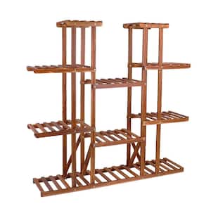 6-Tier Potted Plant Stand 46 in. Tall Wood Flower Rack with Display Shelves Holder for pot 8 in.