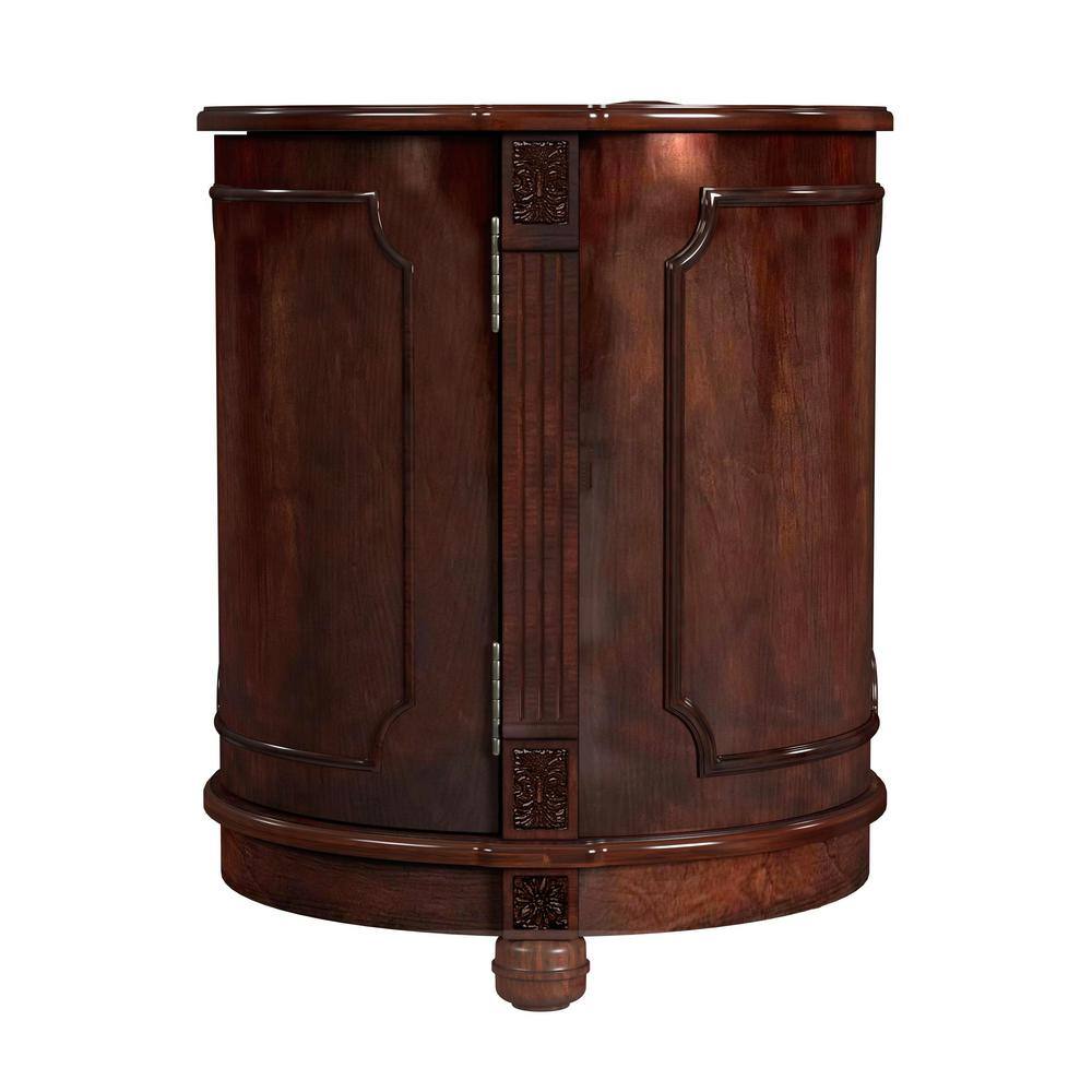 Thurmond Dark Brown Round Wood Drum Side Table with Storage