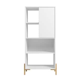 Bowery White and Oak 5-Shelf Bookcase