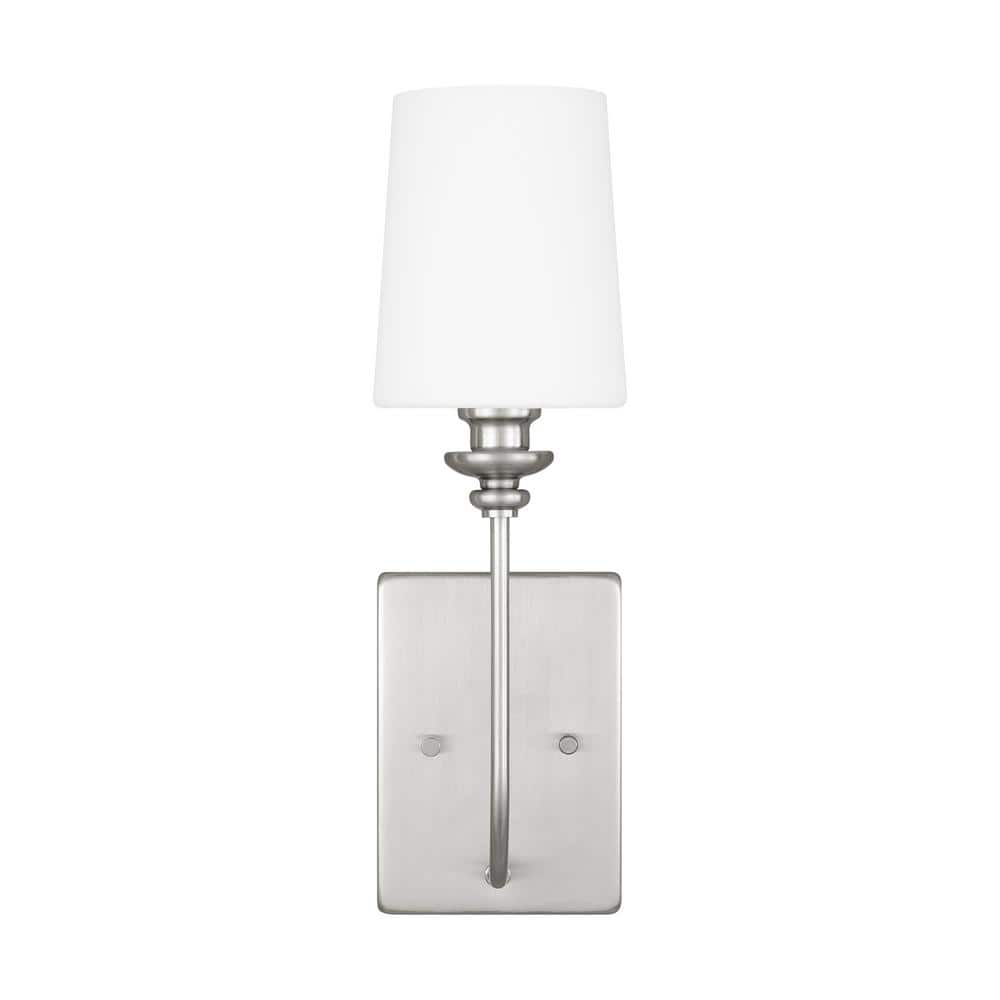 Generation Lighting Bellevue 1-Light Brushed Nickel Wall Sconce with Frosted White Glass Shade