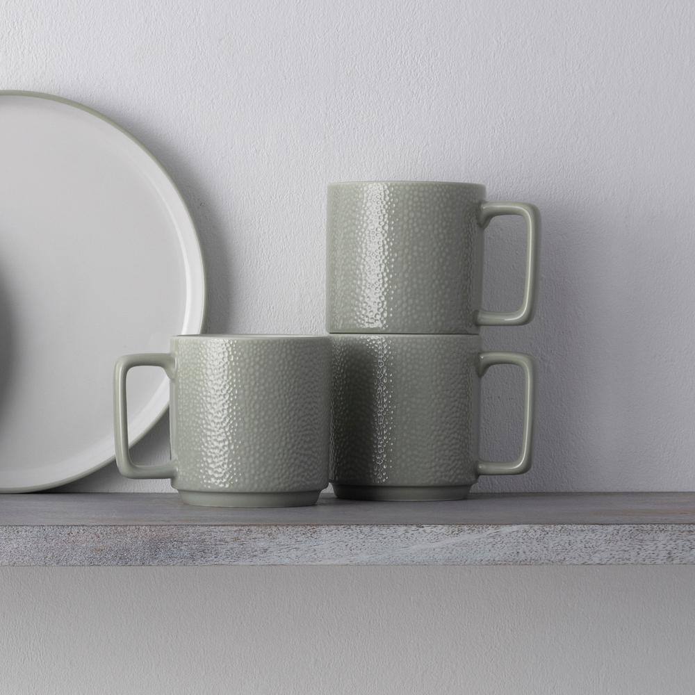 Sage Ceramic Microwave Safe 16 Oz Mugs, Set of 4