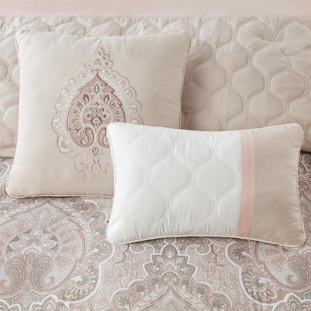 Blush Pink King Microfiber 8-Piece Bedspread Set