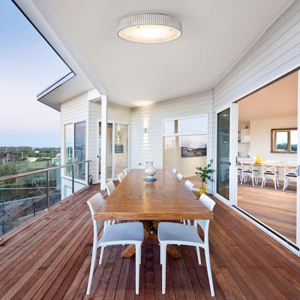 17.52 in. Round White Integrated LED Flush Mount with Acrylic Shade