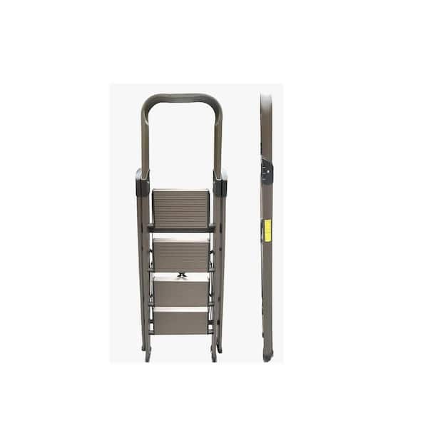 Reach 57.28 in. H 4-Step Ladder High-End Aluminum Folding Step Stool with Wide Anti-Slip Pedal Lightweight for Home