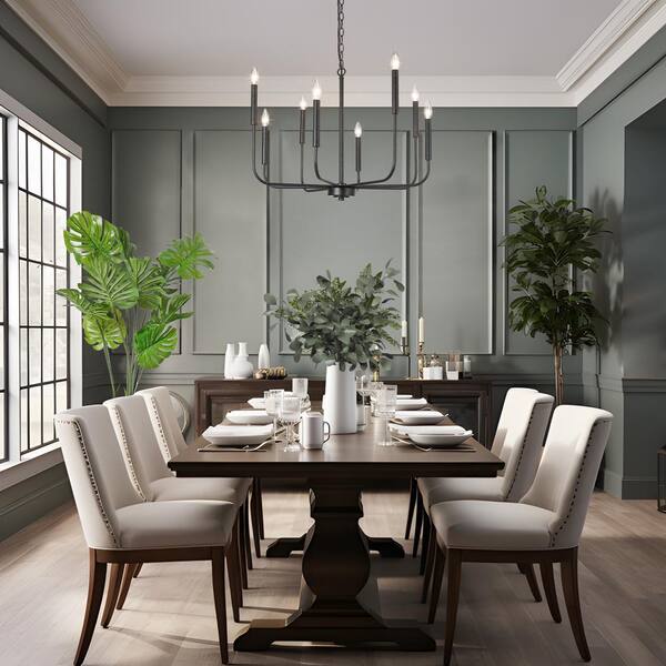 Tribesigns 5-Light Farmhouse Chandelier - Black Iron Candle Style Pendant Light For Dining Room, Adjustable Height