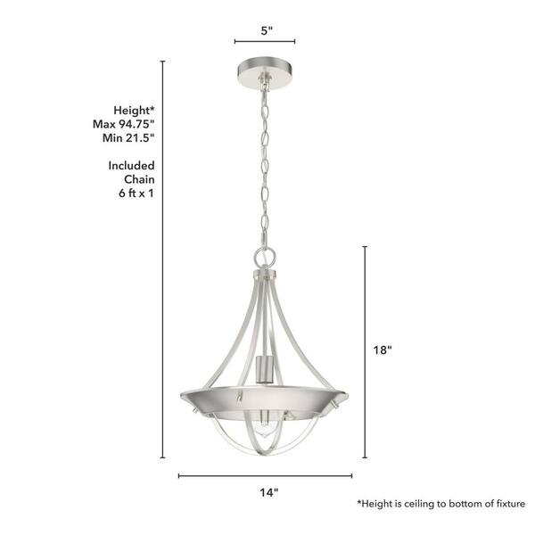 Hunter Perch Point 4-Light Brushed Nickel Transitional Bowl LED Large Hanging Kitchen Island Light