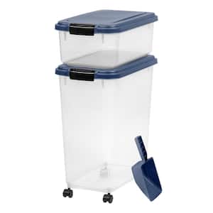 14 QT. and 42 QT. Airtight Pet Food Storage Combo with a Scoop in Navy